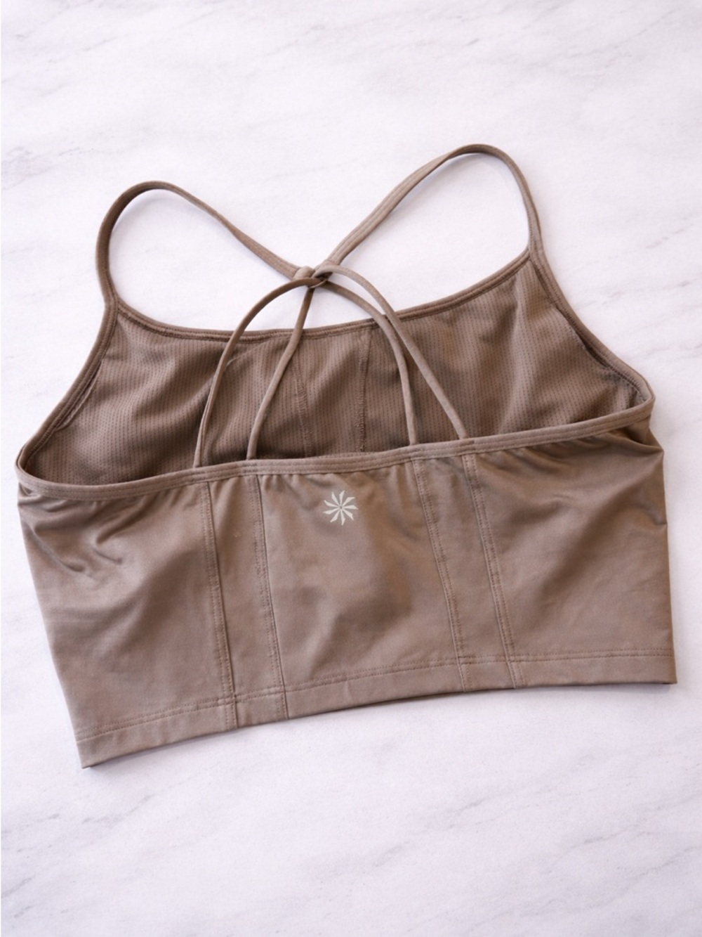 Athleta Strappy Back Longline Sports Bra Brown Small
